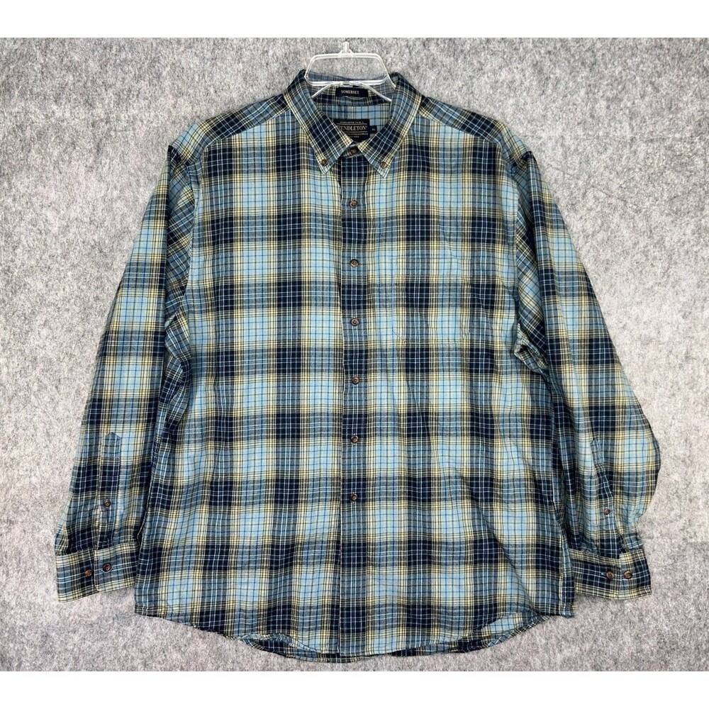 Pendleton Somerset Flannel Plaid Shirt Men’s XL Cotton Wool Blend Blue